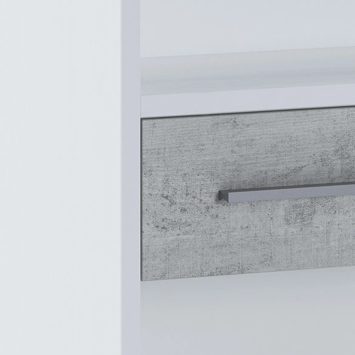 Pier big libreria alta finitura larice bianco e frontali cemento 80x35.5xh201 cm