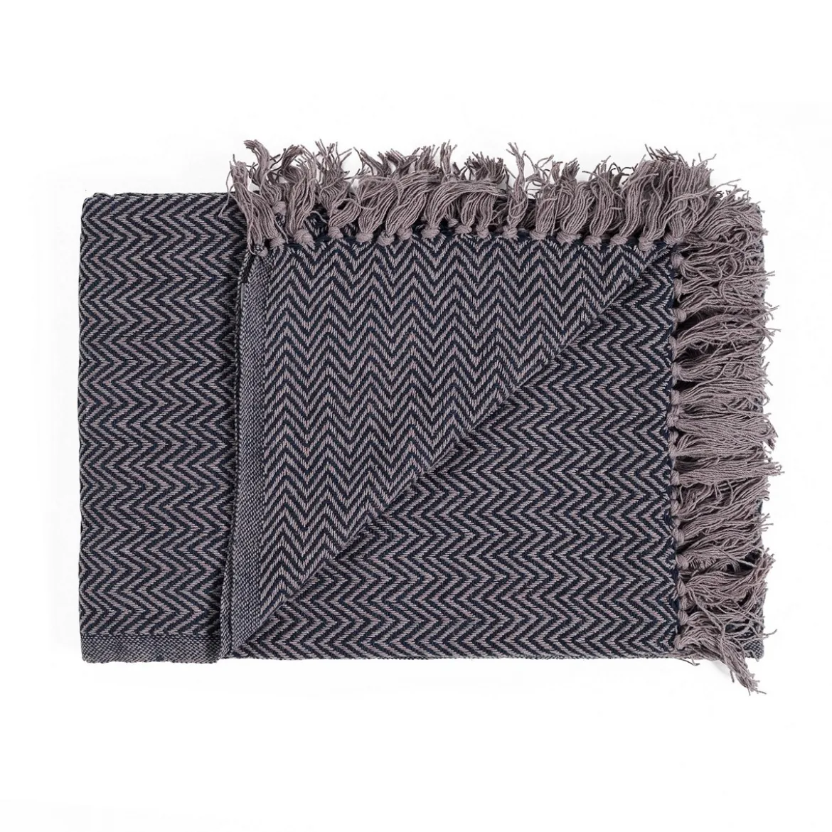 Pier grey plaid cotone colore grigio blu teal dimensioni 135x190 cm