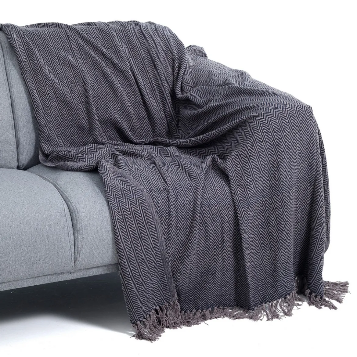 Pier grey plaid cotone colore grigio blu teal dimensioni 135x190 cm