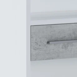Pier small libreria bassa finitura larice bianco e frontali cemento 80x35.5xh123 cm