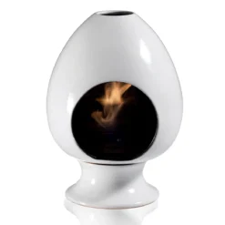 Pigna white camino a bioetanolo in ceramica realizzato a mano non necessita di canna fumaria cm. h50 d35 made in italy