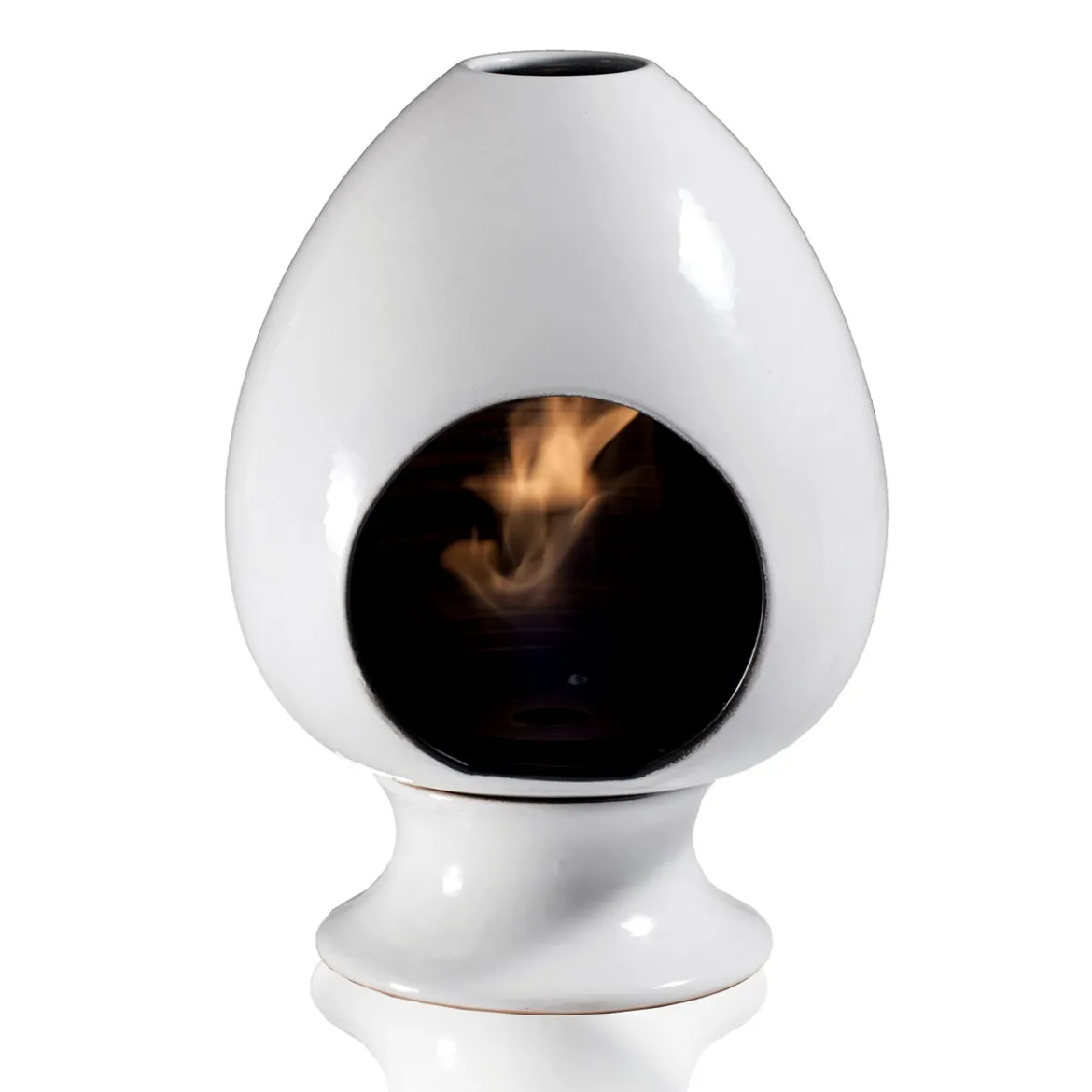Pigna white camino a bioetanolo in ceramica realizzato a mano non necessita di canna fumaria cm. h50 d35 made in italy