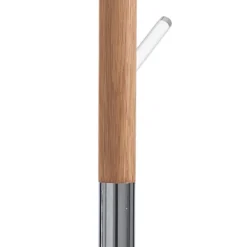 Pin appendiabiti in acciaio cromato legno massello rovere e acrilico trasparente h180xd33 cm