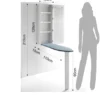 Platico pensile con asse da stiro laccato bianco opaco anta con specchio h120 l40 p18 cm