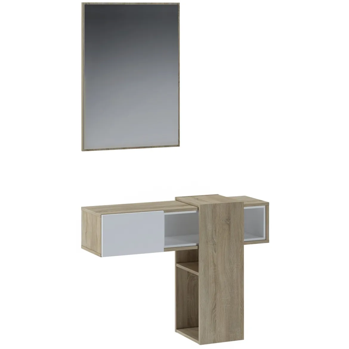 Play Wood mobile Ingresso Sospeso con Specchio e cassetto finitura Rovere, 100 x 31.2 x h 75 cm