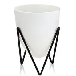 Poppy large vaso autoinnaffiante per esterno e interno ninfa large bianco opaco e acciaio nero opaco d19xh23 cm