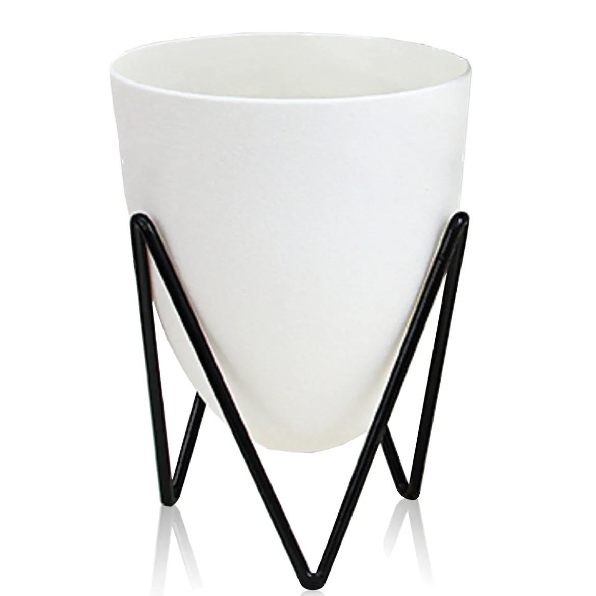 Poppy small vaso autoinnaffiante per esterno e interno ninfa small bianco opaco e acciaio nero opaco d11.5xh13 cm