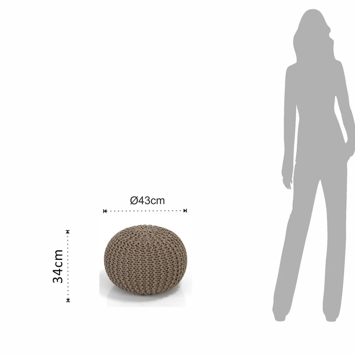 Posh beige pouf 100% cotone beige d43xh34 cm