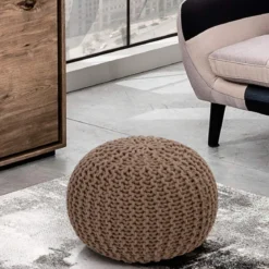 Posh beige pouf 100% cotone beige d43xh34 cm
