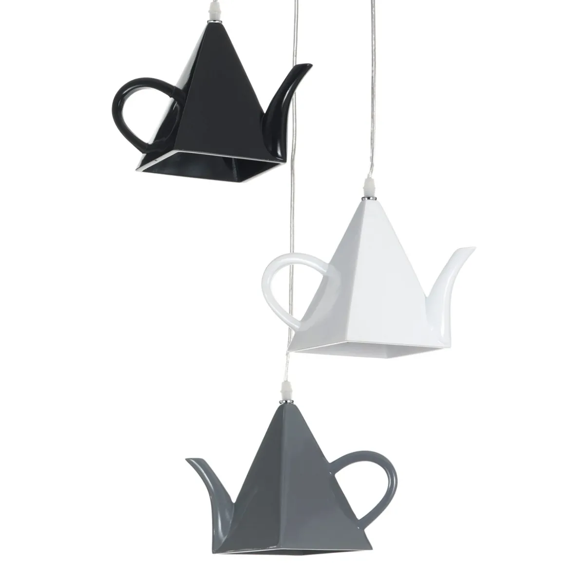 Pot lampadario in resina nera bianca e grigia h100 d35 cm