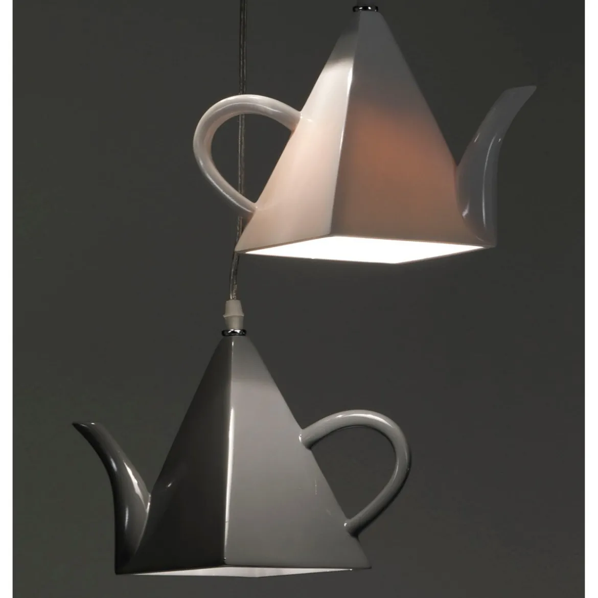 Pot lampadario in resina nera bianca e grigia h100 d35 cm