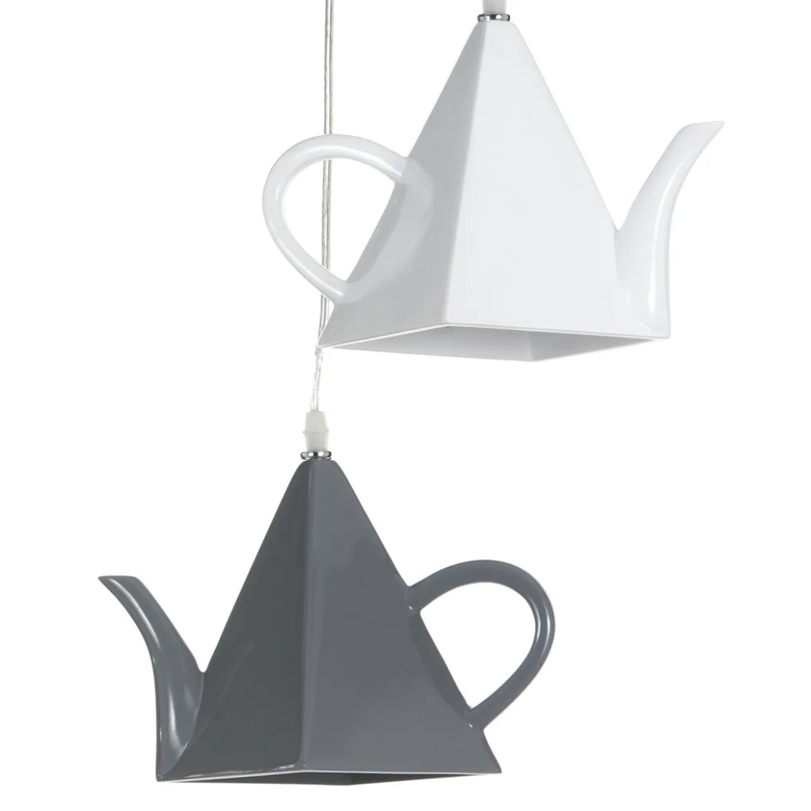 Pot lampadario in resina nera bianca e grigia h100 d35 cm