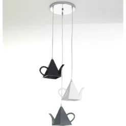 Pot lampadario in resina nera bianca e grigia h100 d35 cm