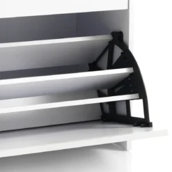 Pratiko-b scarpiera / panca in mdf laccata bianco opaco 1 anta e 1 vano contenitore 60x30xh55 cm