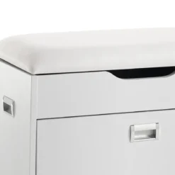 Pratiko-b scarpiera / panca in mdf laccata bianco opaco 1 anta e 1 vano contenitore 60x30xh55 cm