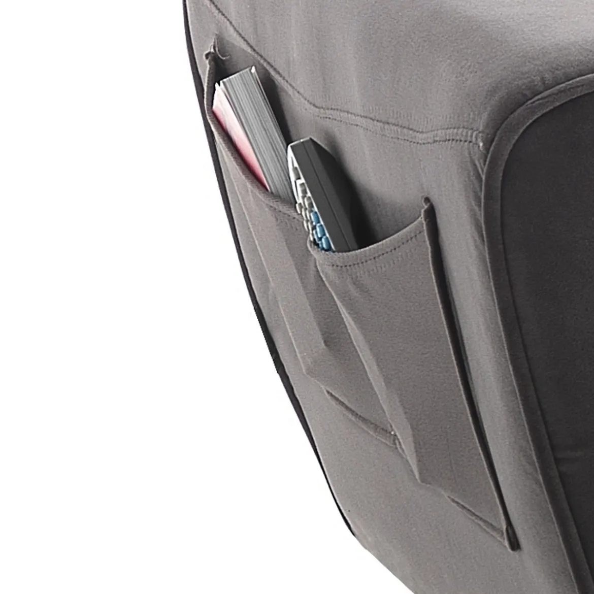 Premier divano letto braccioli con tasche tessuto microfibra grigio scuro