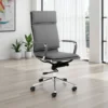 Premier grey poltrona da ufficio regolabile e girevole in pelle sintetica grigia con ruote 57x66 h110/120 cm