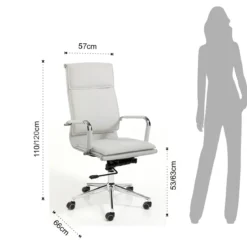 Premier white sedia da ufficio regolabile e girevole in pelle sintetica bianca con ruote 57x66 h110/120 cm