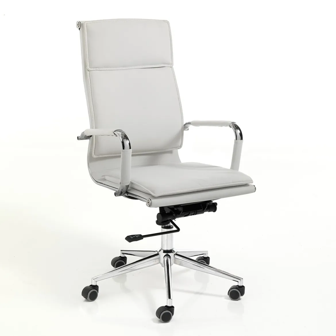 Premier white sedia da ufficio regolabile e girevole in pelle sintetica bianca con ruote 57x66 h110/120 cm