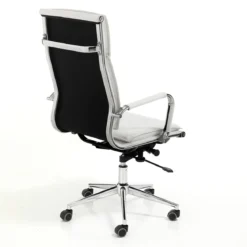 Premier white sedia da ufficio regolabile e girevole in pelle sintetica bianca con ruote 57x66 h110/120 cm