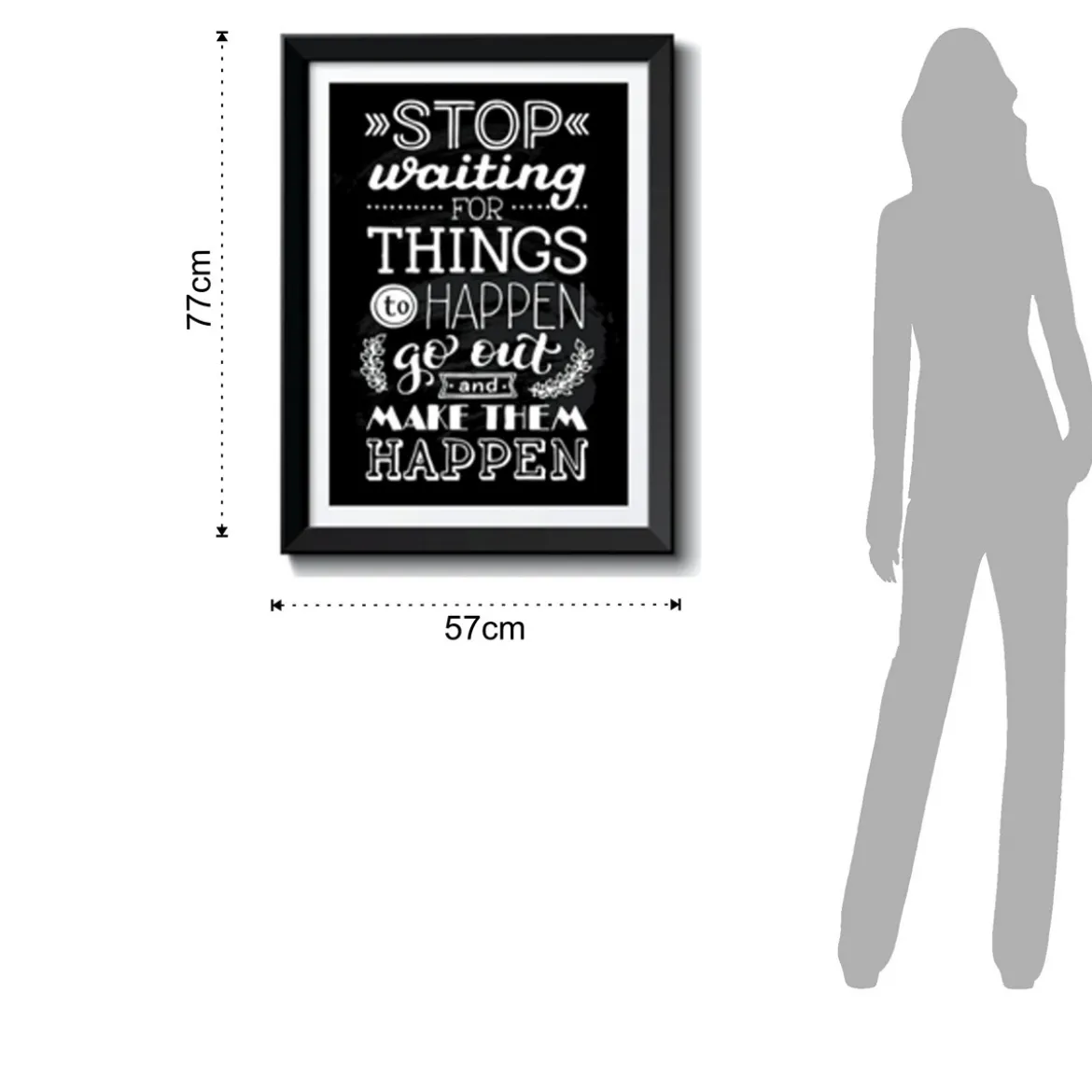 Quadro stop waiting for… cornice laccata nera cm h77 l57 p25