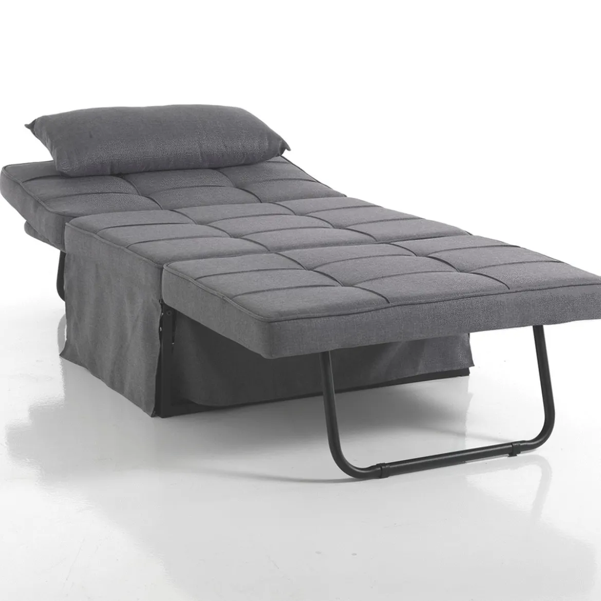 Quick longue kappa pouf trasformabile letto in tessuto grigio 95x70xh40 cm