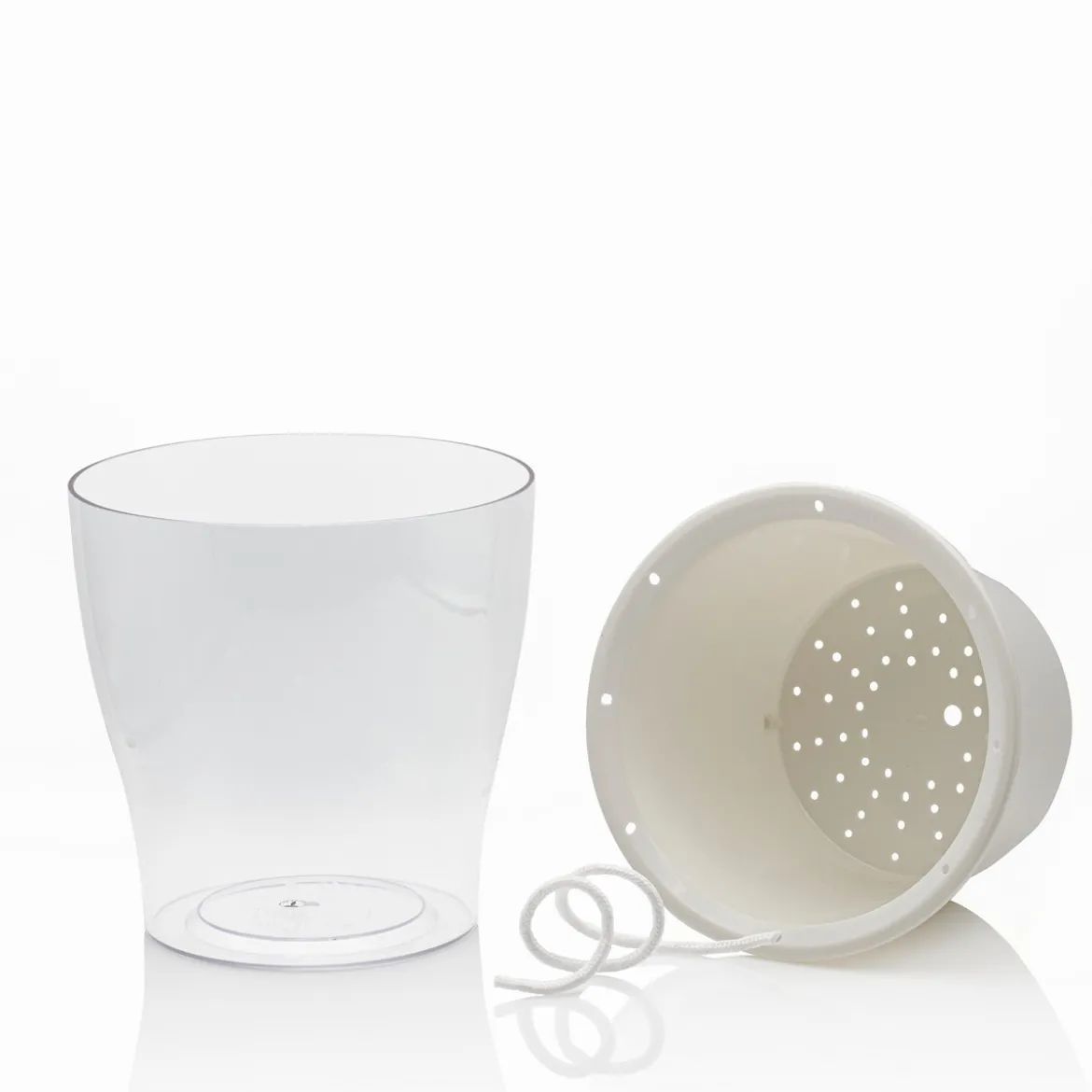 Raffy medium vaso autoinnaffiante per esterno e interno fiordaliso medium di bianco opaco e trasparente d17.3xh17 cm