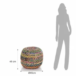 Rainbow - b pouf rotondo in juta multicolore d45xh45 cm