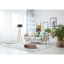 Rainbow pouf basso rotondo in juta e cotone multicolore d50xh10 cm