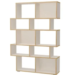 Random-b libreria bianca opaco con bordo in rovere reversibile 115x28xh164 cm