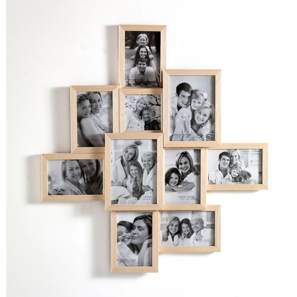 Random 10f porta foto in legno massello finitura rovere 59x65 cm