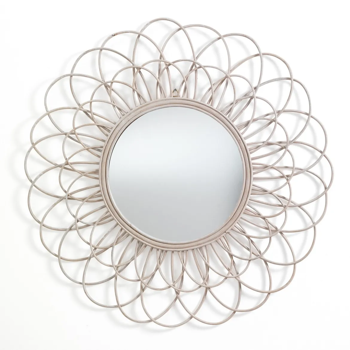Ranjan specchio da parete trex in rattan colore naturale d90 cm