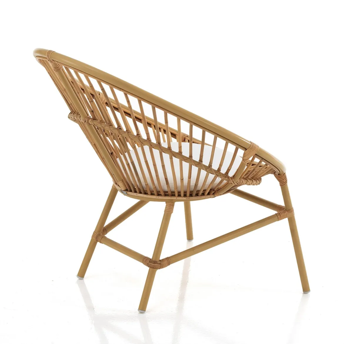 Ras poltroncina in rattan e cotone cm l.90 x p.80 x h.89