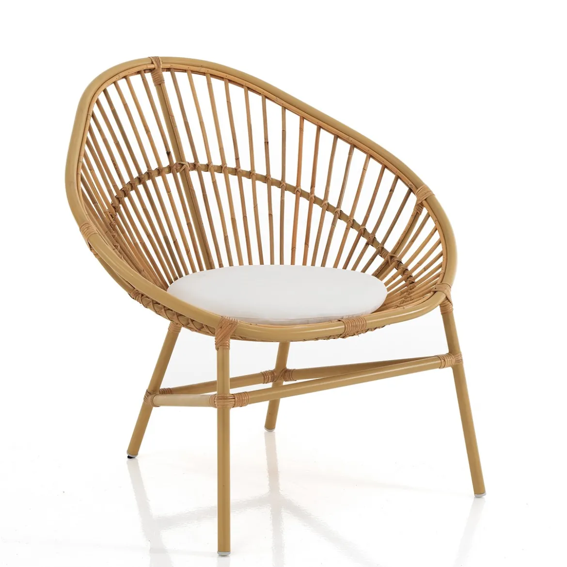 Ras poltroncina in rattan e cotone cm l.90 x p.80 x h.89