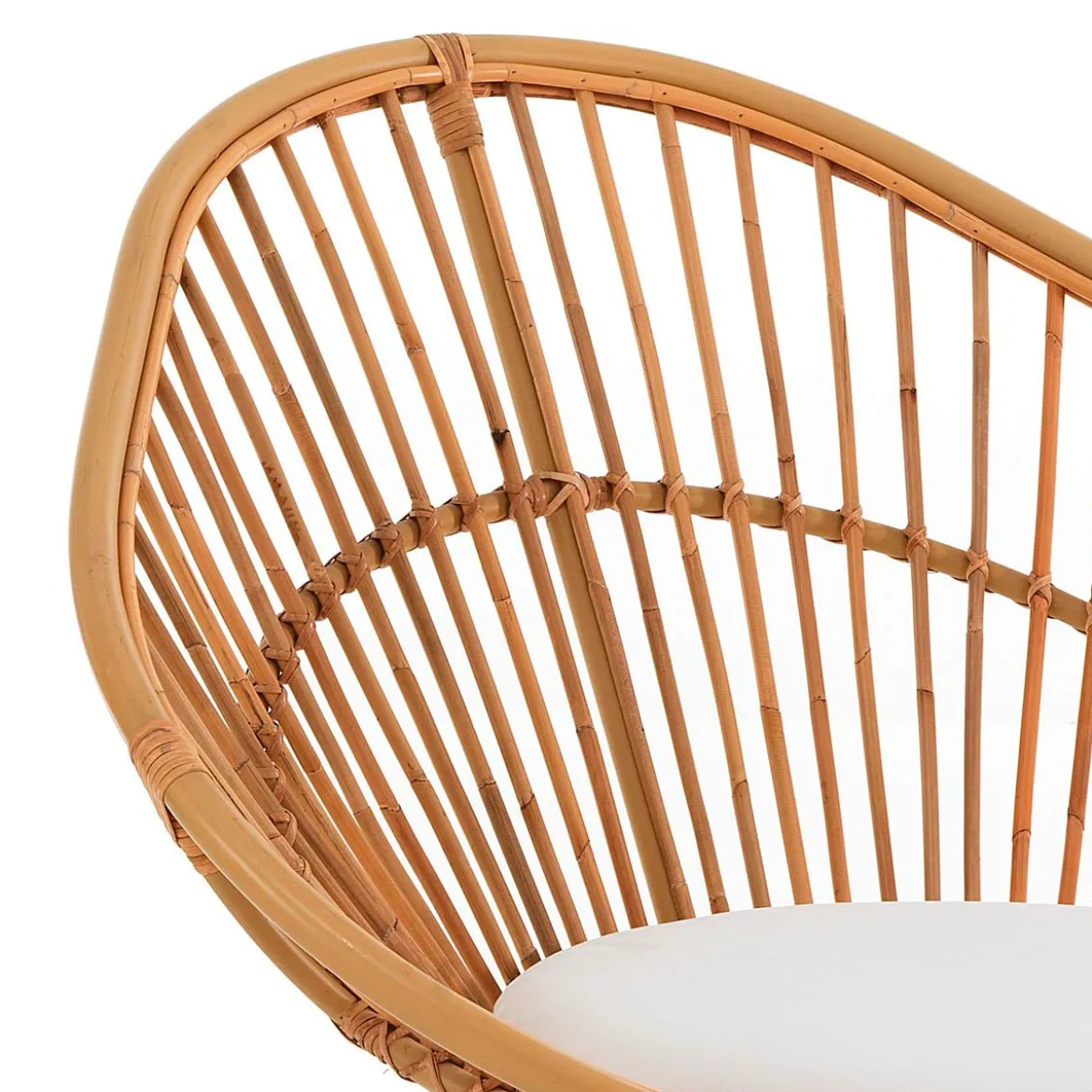 Ras poltroncina in rattan e cotone cm l.90 x p.80 x h.89