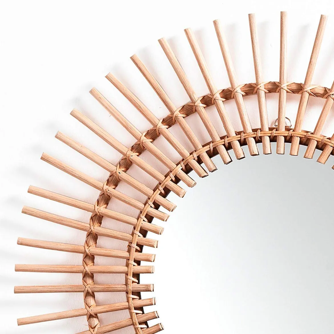 Rays-c natural specchio da parete natural in rattan e vetro 60x55 cm