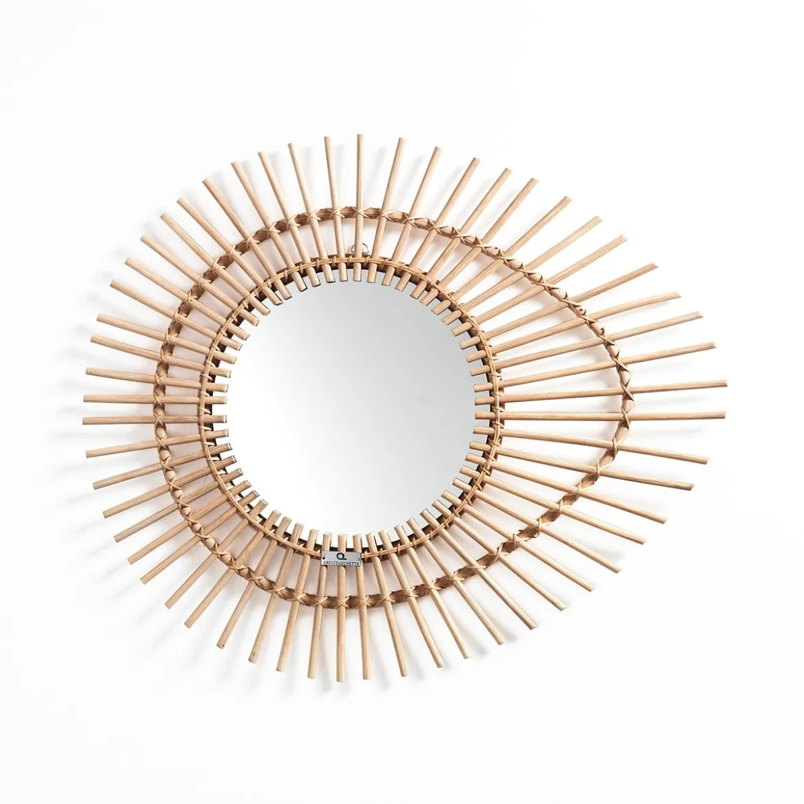 Rays-c natural specchio da parete natural in rattan e vetro 60x55 cm