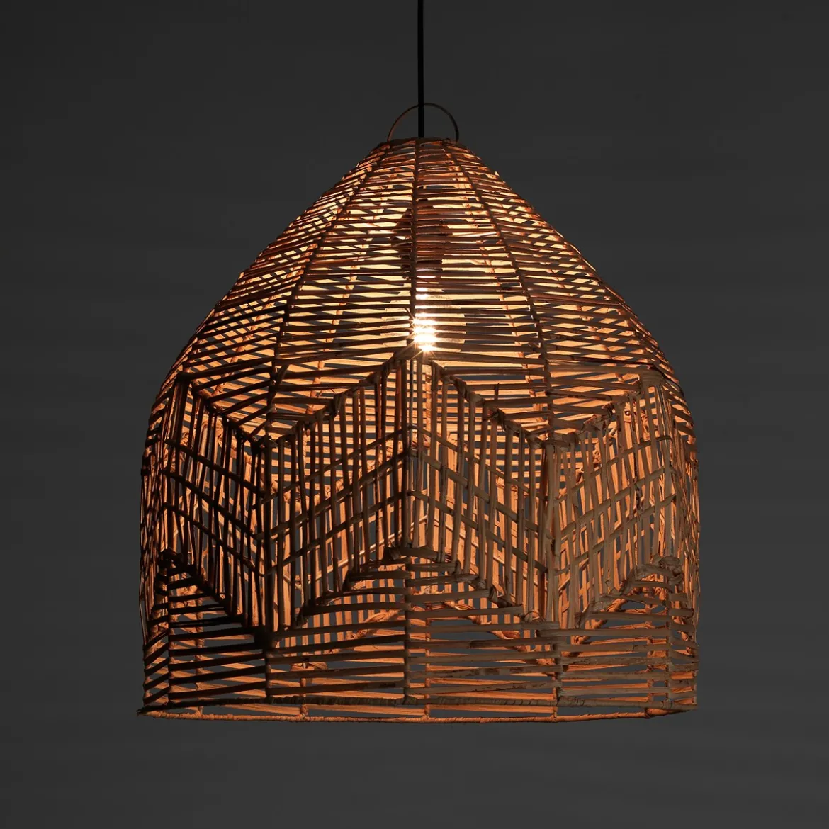 Reetha large medium lampadario da interno/esterno in rattan colore naturale d50xh58 cm