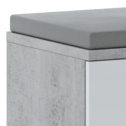 Riki panca / scarpiera 1 anta grigia finitura cemento struttura larice bianco e cuscino in pelle sintetica grigio 85x40xh46 cm