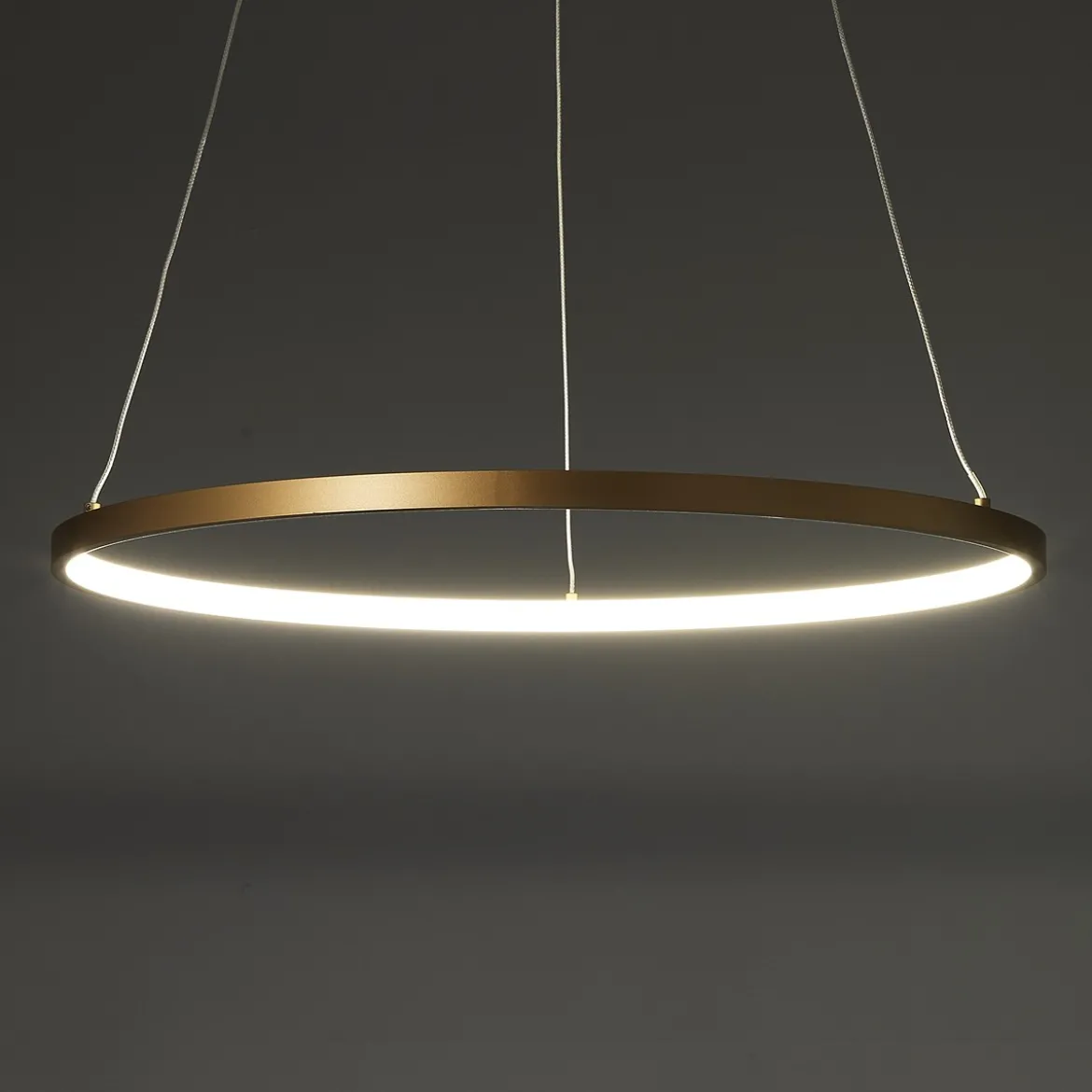 Ring gold lampadario oro in allumino oro satinato con filo regolabile d60 h92 cm