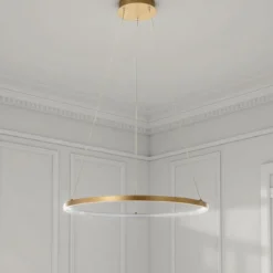 Ring gold lampadario oro in allumino oro satinato con filo regolabile d60 h92 cm