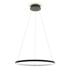 Ring lampadario led in allumino nero opaco con filo regolabile d60 h92 cm