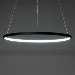 Ring lampadario led in allumino nero opaco con filo regolabile d60 h92 cm