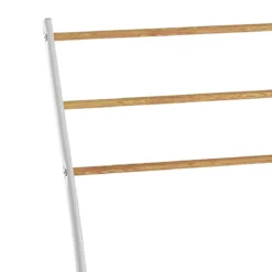 Rino porta asciugamani in metallo bianco lucido e finitura rovere 58x28xh87 cm