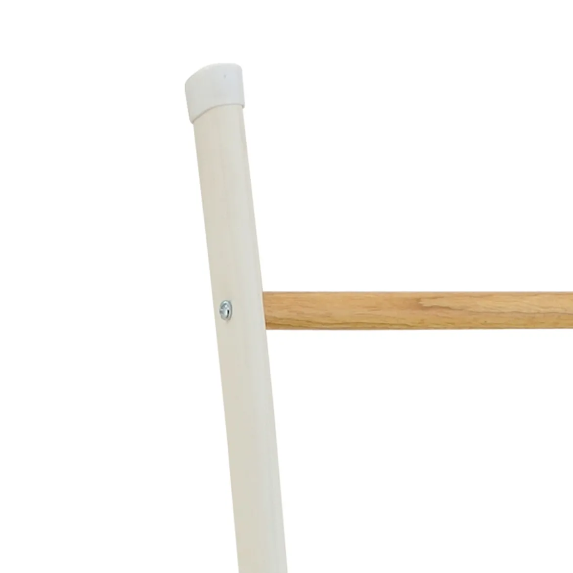 Rino scala decorativa porta asciugamani in metallo bianco opaco e legno finitura rovere 48x10xh154 cm