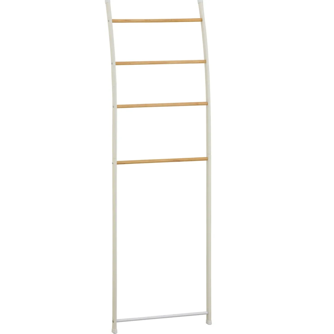 Rino scala decorativa porta asciugamani in metallo bianco opaco e legno finitura rovere 48x10xh154 cm