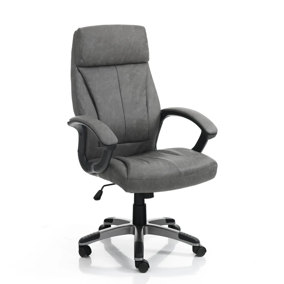 Rye grey sedia da ufficio regolabile e girevole in pelle sintetica grigio effetto invecchiato 64x63 h111/121 cm