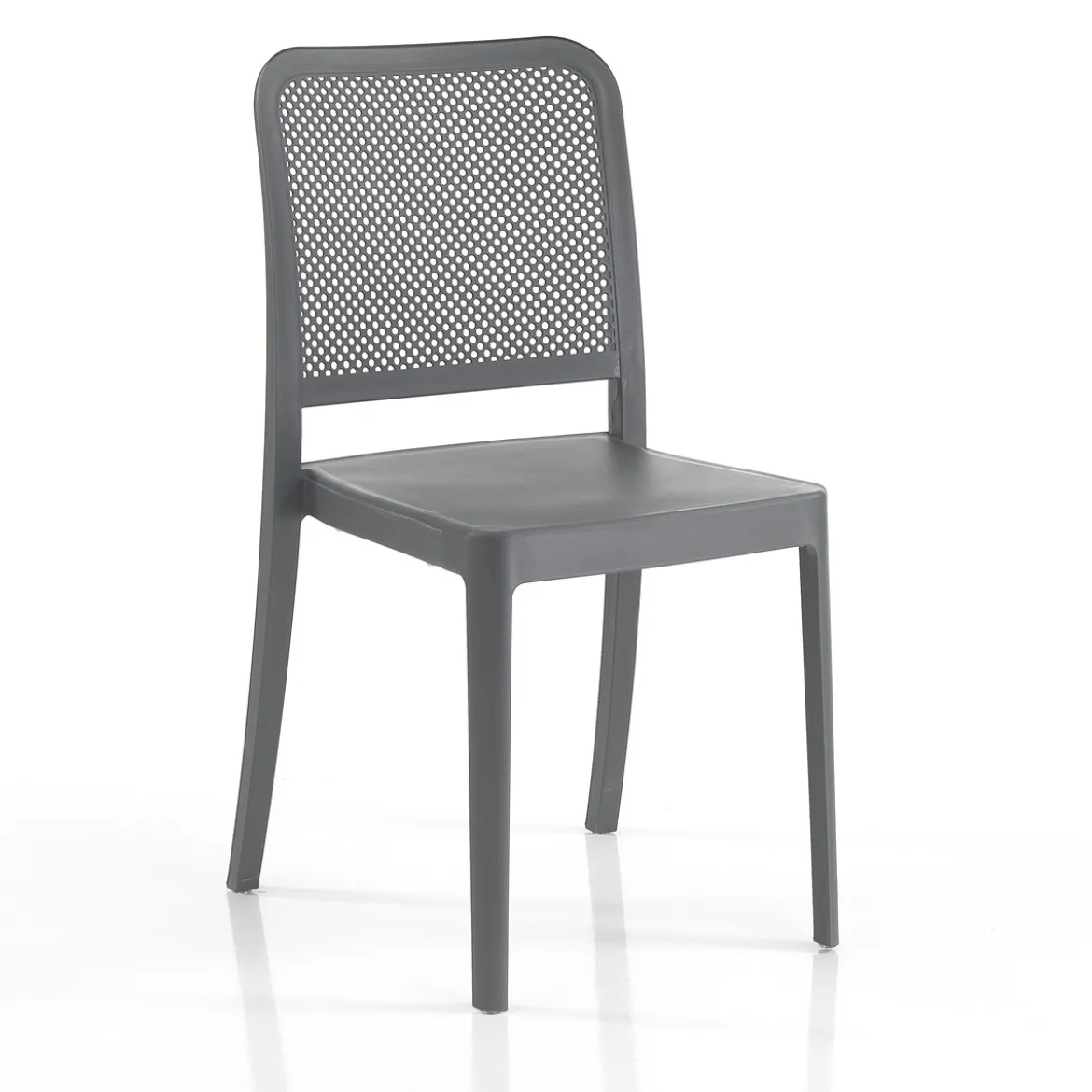 Sabine grey sedia interno esterno polip. colore grigio impilabile resistente agenti e raggi uv h.86 l.43 p.50 cm