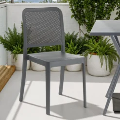 Sabine grey sedia interno esterno polip. colore grigio impilabile resistente agenti e raggi uv h.86 l.43 p.50 cm