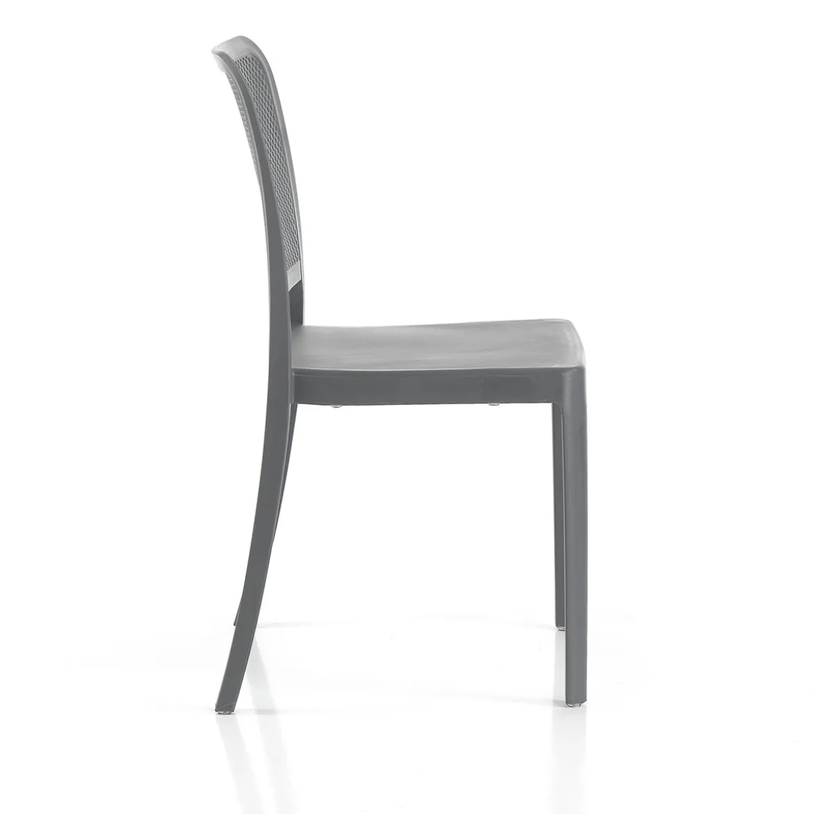Sabine grey sedia interno esterno polip. colore grigio impilabile resistente agenti e raggi uv h.86 l.43 p.50 cm